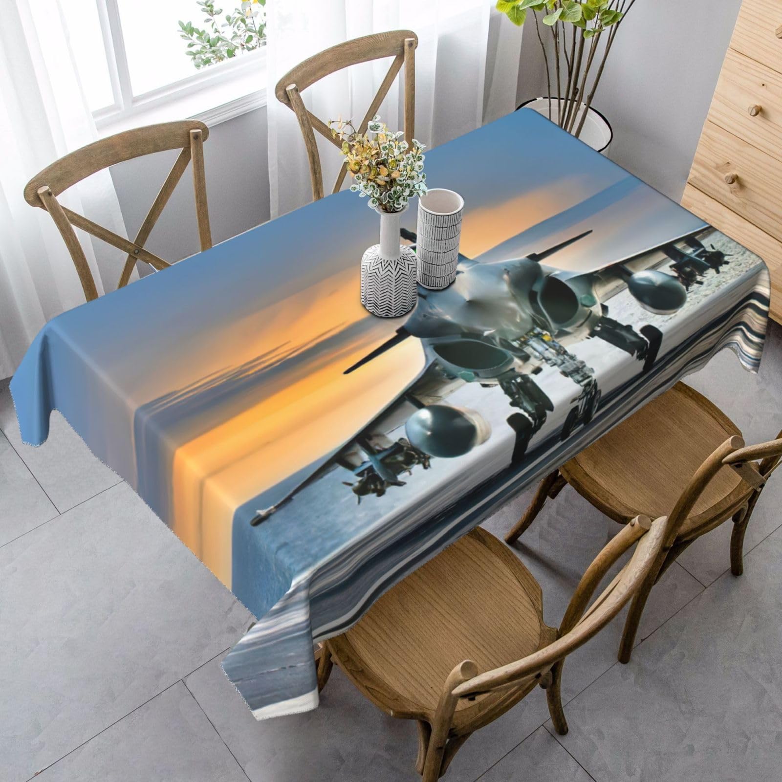 yagDAA Airplane Print Rectangle Tablecloth Table Cover Indoor Outdoor Dining Room Kitchen Table Cloth 140x90cm