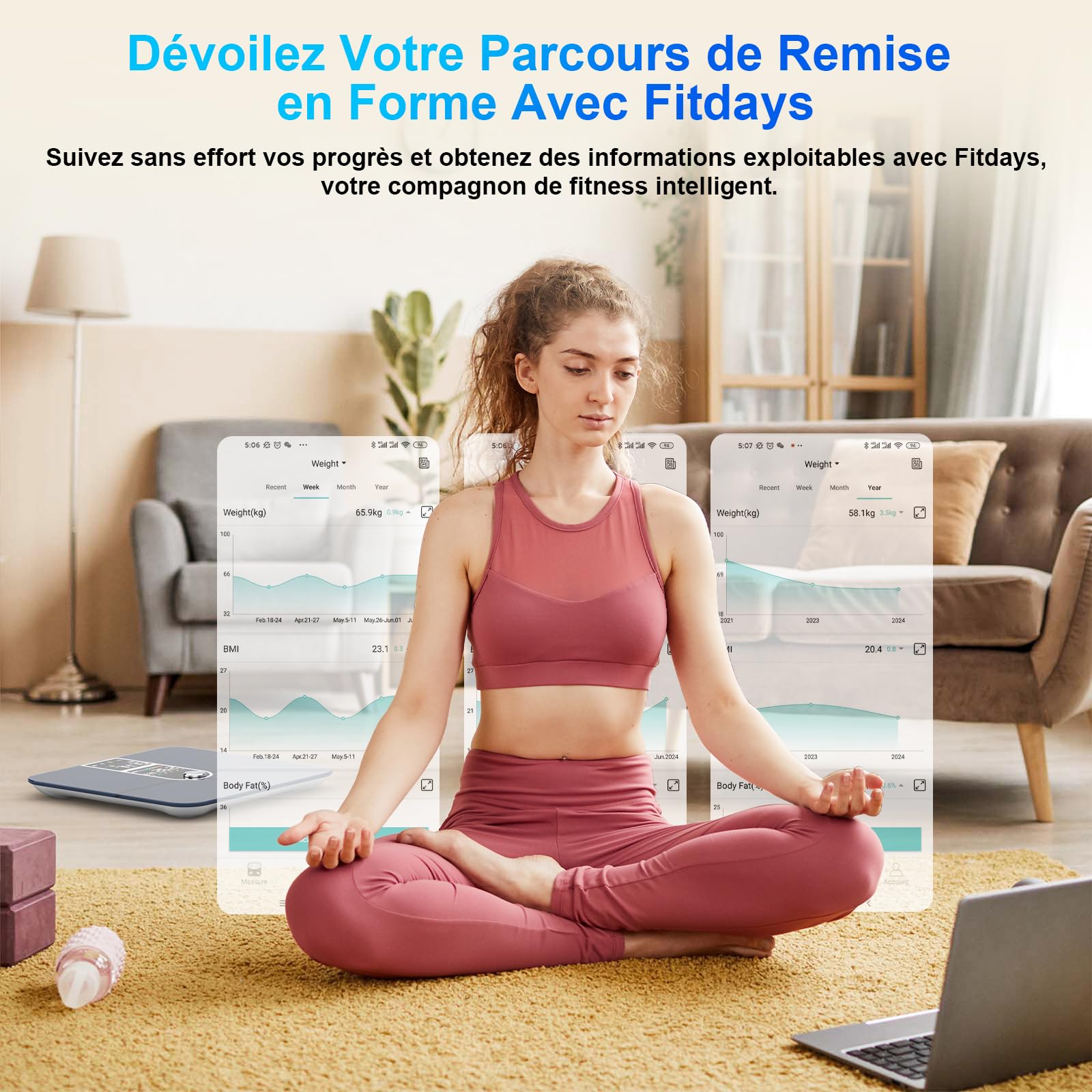 Healthkeep Pèse Personne Balance Connectée Bluetooth Avec 2 Écrans VA et Technologie de Revêtement ITO, 16 Données Corporelle avec Fréquence Cardiaque APP pour Andriod et iOS 180kg/400lb, Argenté
