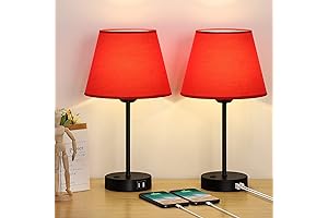 Red Table Lamps for Bedrooms Set of 2