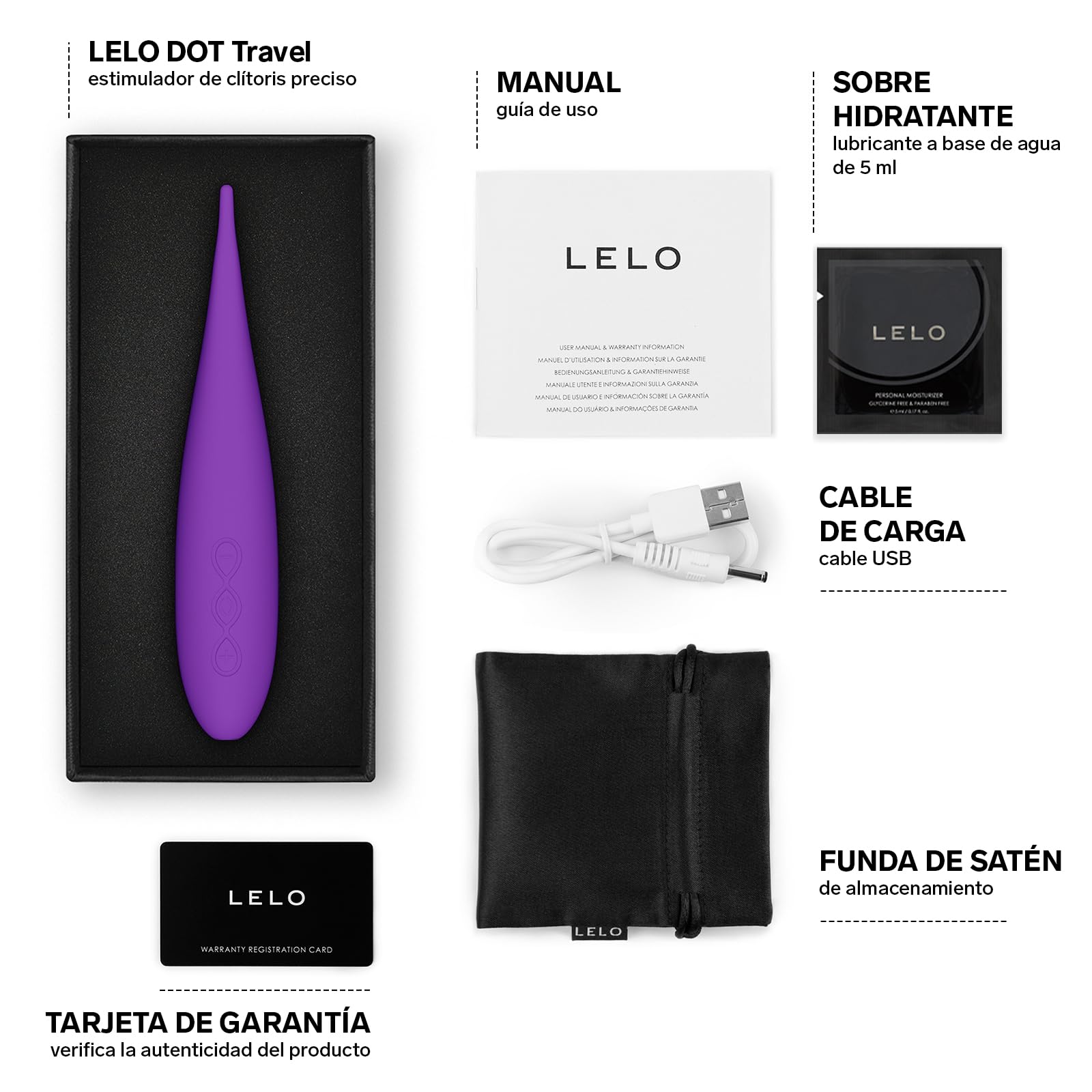 LELO DOT Travel, Estimulador de Clítoris Femenino Pequeño Vibrador para Mujeres con Movimiento en Forma de 8 y 8 Modos de Placer Juguetes Sexuales (Purple)