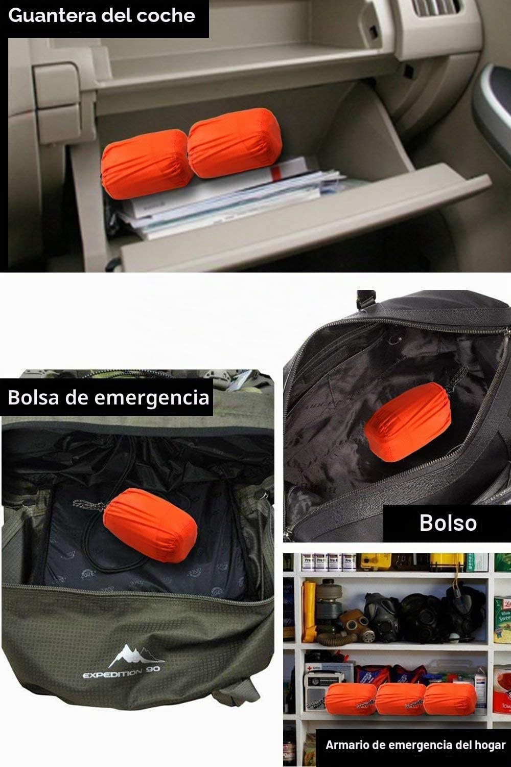 HONYAO Saco de Dormir Emergencia, Mantas Termica de Aluminio, Supervivencia Bivy para Vivac, Cámping, Excursionismo, Trekking (Naranja con Silbar#2)