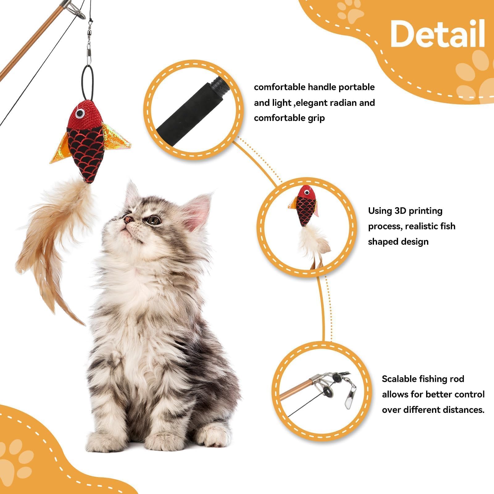 Amazon.com : Beufee Cat Fishing Pole Toy, Fishing Pole Cat Toy Cat Teaser  Wand Cat Wand Toys Flexible Interactive Pulley Telescopic Fishing Rod Cat  Toy (Red Fish + Fishing Rod) : Pet Supplies