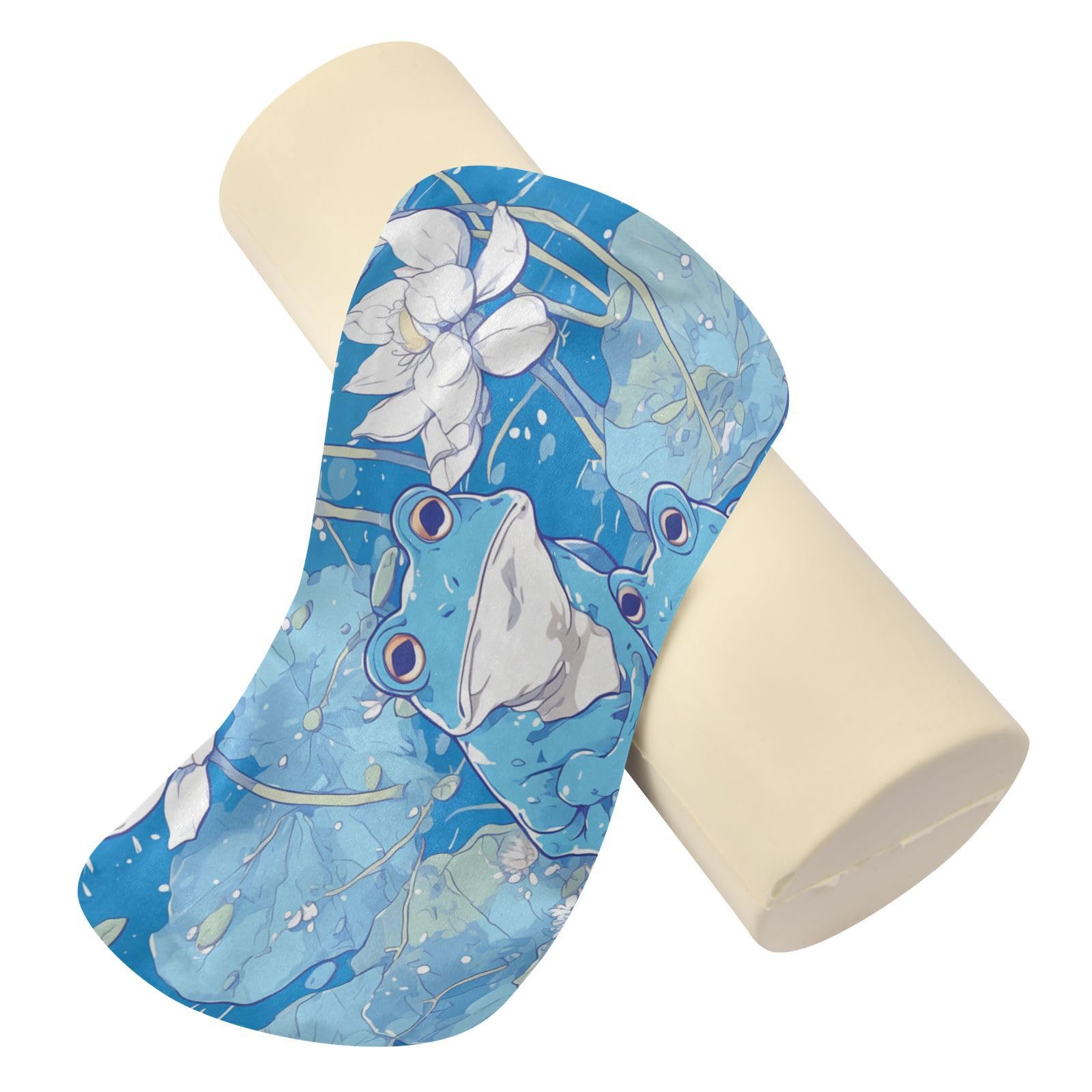 miaozhen Cartoon Toad Floral Sky Blue Cylinder Body Pillow Case Round Pillows for Sleeping almohada Redonda para el Cuello