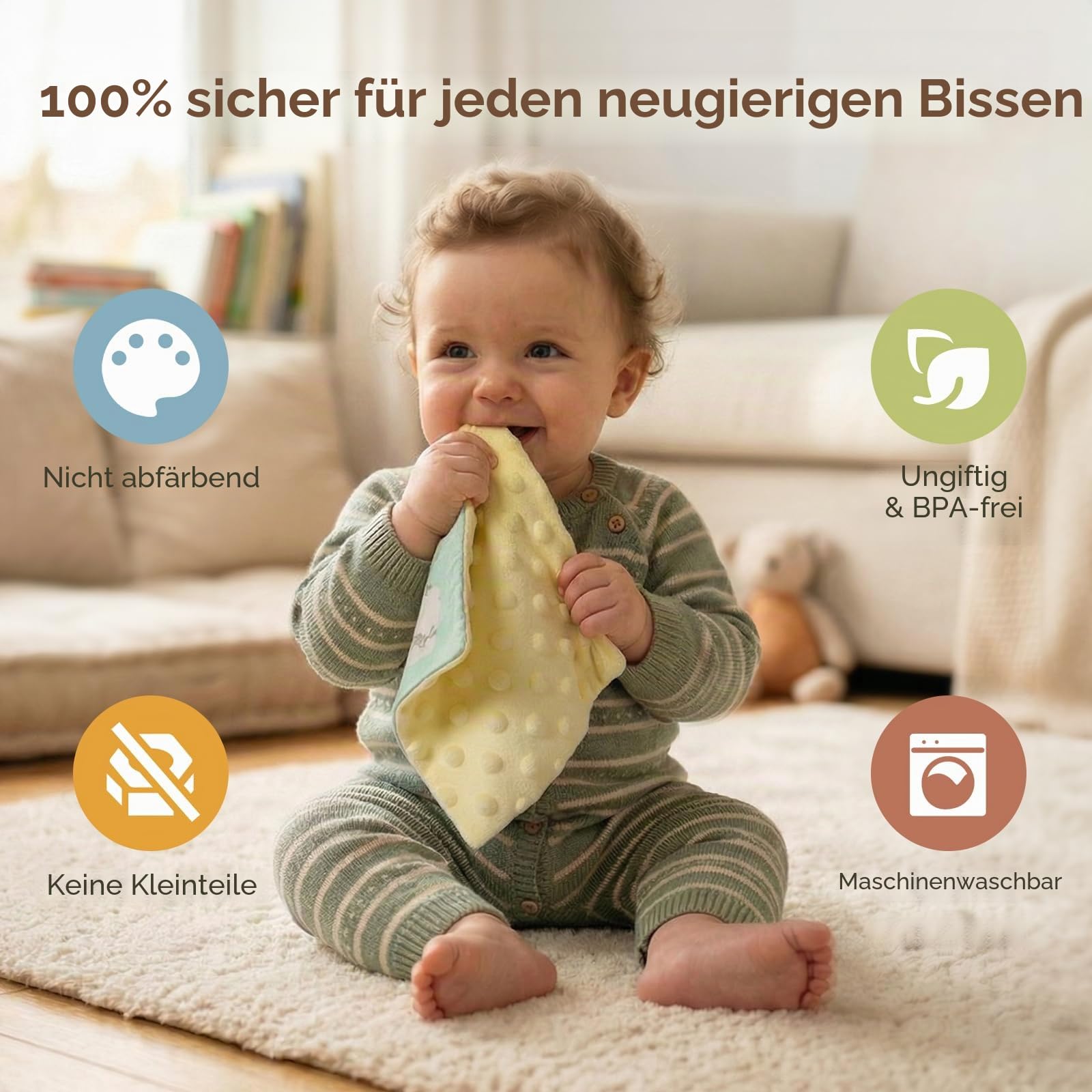 let's make Baby Taschentuchbox Spielzeug, Montessori Sensorik Spielzeug ab 6 9 12 Monaten, Bauernhof Activity-Box Motorikspielzeug mit Knisterpapier, Spiegel & Reiseclip, Geschenke für Mädchen Jungen