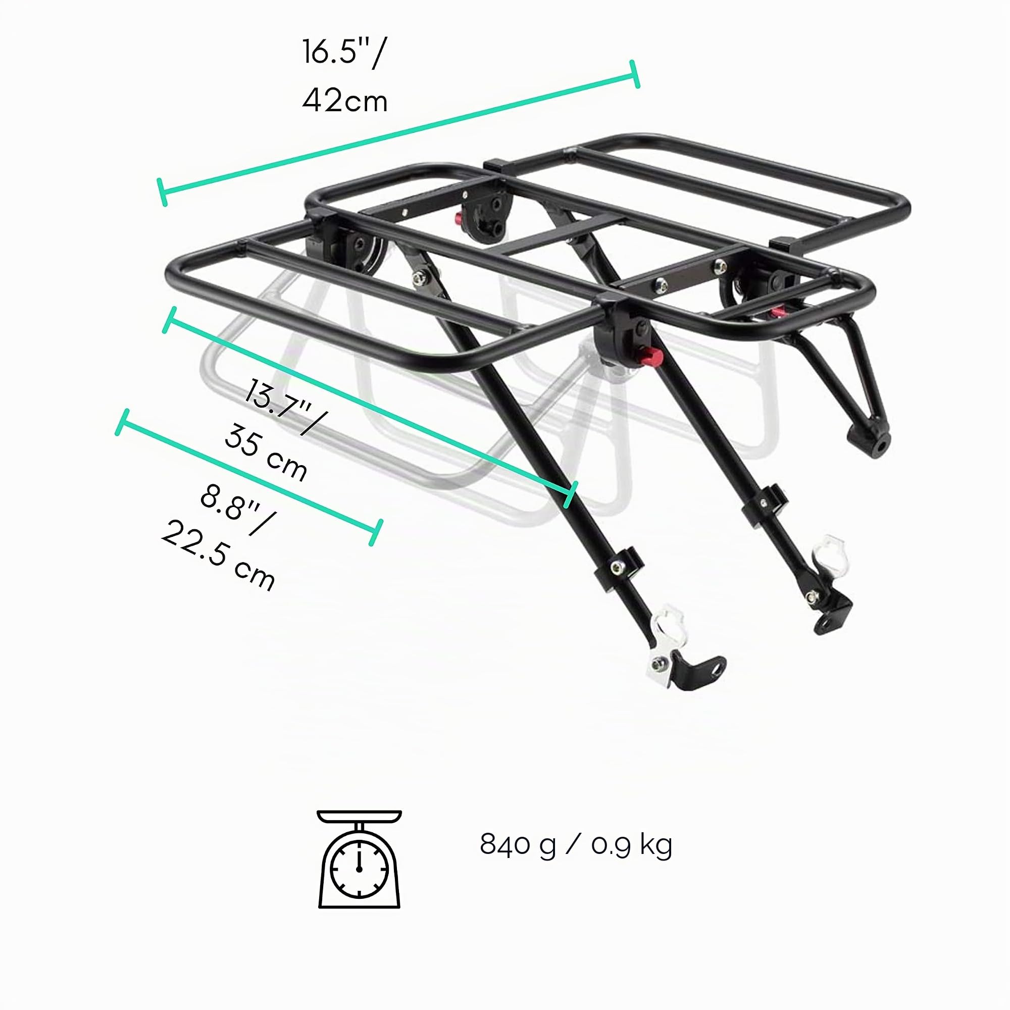 Vincita Porte-Bagages Avant pour vélo, avec Aile Extensible pour Tailles de Cadres de 26" à 29", Noir, r, Charge maximale 22 LB - Porte-Bagages pour vélo