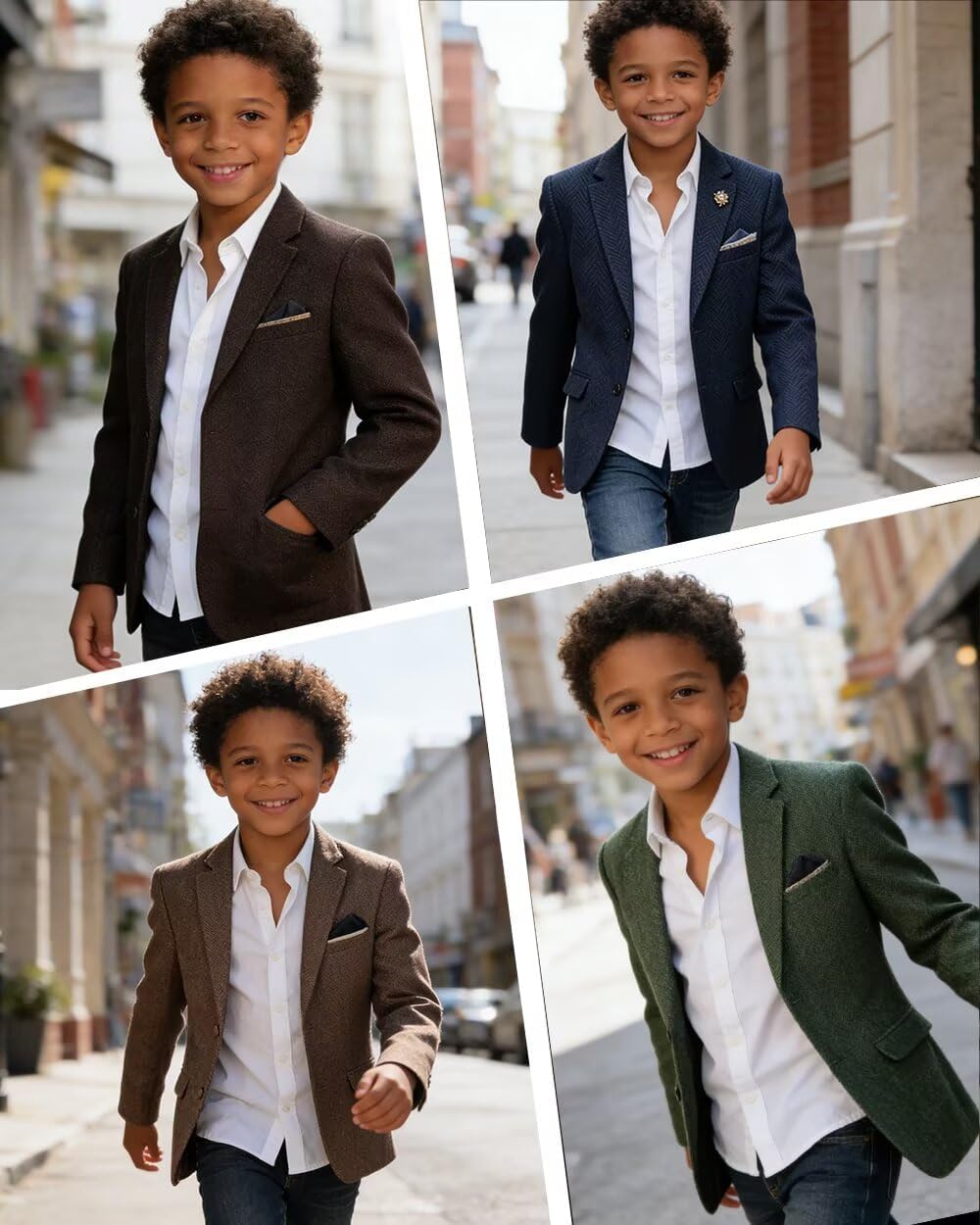 Bofan Boys Blazer Tweed Herringbone Kids Blazers for Boy Wool Blend Sports Coat Slim Fit Suit Jackets for Wedding Homecoming