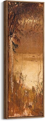 wall26 Lienzo decorativo grande enmarcado para pared, paisaje rústico, vintage, otoño, bosque, decoración de pared, obra de arte contemporánea para