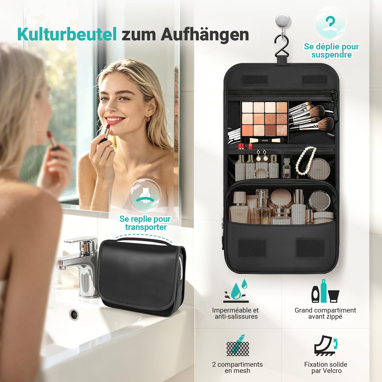 Koffer Organizer mit Kompression, 8 Stück Packing Cubes für Koffer und Rucksack – wasserabweisende Packwürfel aus recyceltem RPET, Reise Organizer für Handgepäck & Reisen