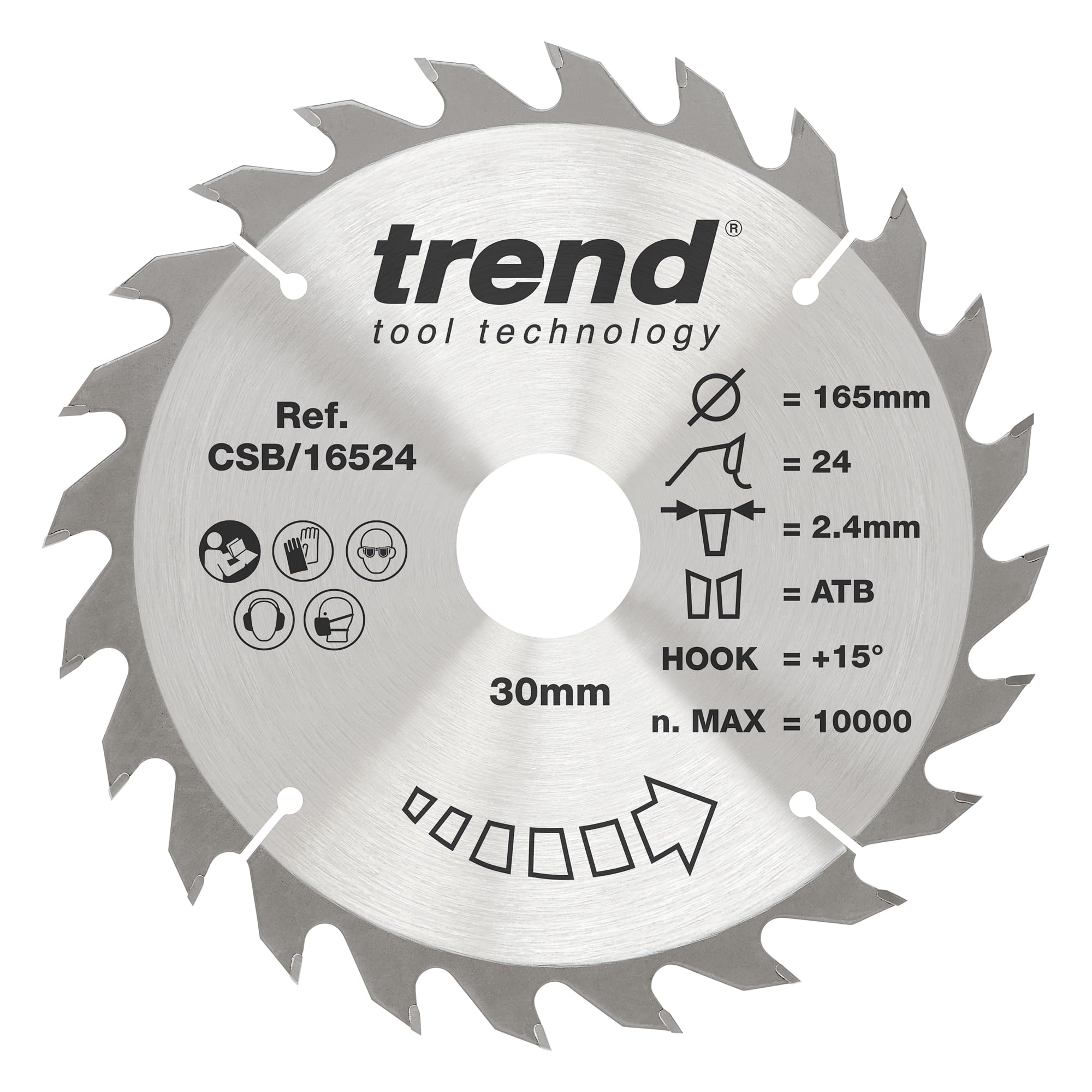 Trend CRAFTPRO Wood Cutting Saw Blade 165mm 24T 30mm