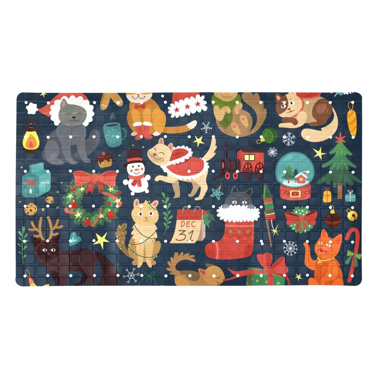 Tapis de salle de bain antidérapant 40 x 70 cm avec ventouses et trous