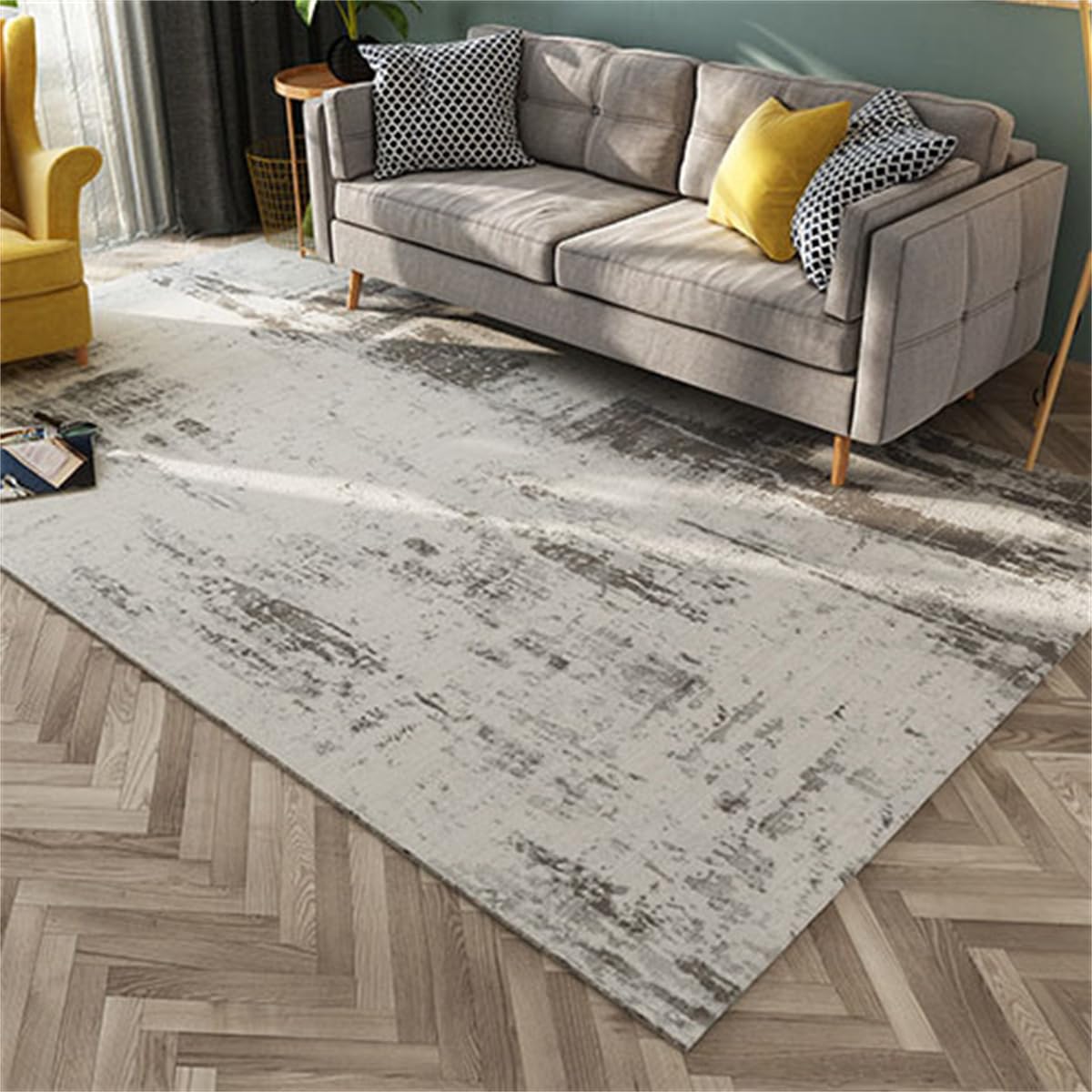 Tapis Chauffant électrique en graphène, Tapis en Peluche Doux avec Thermostat et minuterie, Tapis Chauffant au Sol, Chauffe-Pieds, pour Salon, Chambre à Coucher, Bureau,D,100 * 200CM