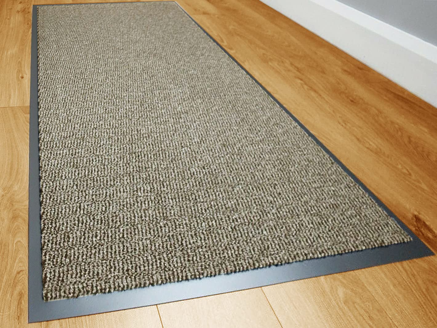 TrendMakers Dirt Stopper Carpet Runner 90cm x 300cm Light Beige/Black Rugs Barrier Mat Doormat Non-Slip Rubber Back For Home Hallway Office Kitchen Door Mats || POLYPROPYLENE PILE