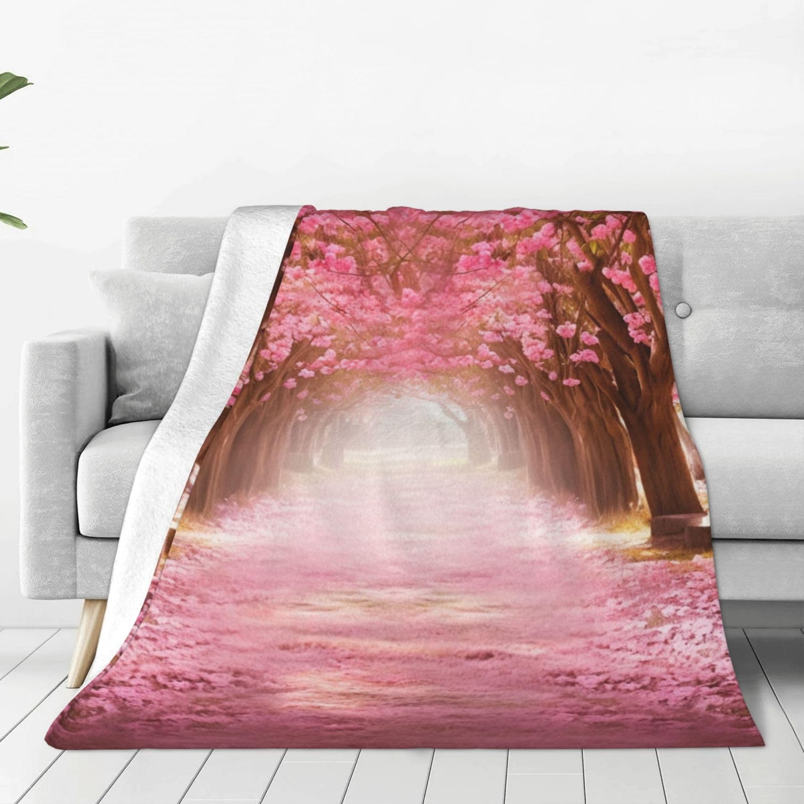Couverture tunnel de fleurs roses plaid lit canapé micro polaire légère toutes saisons