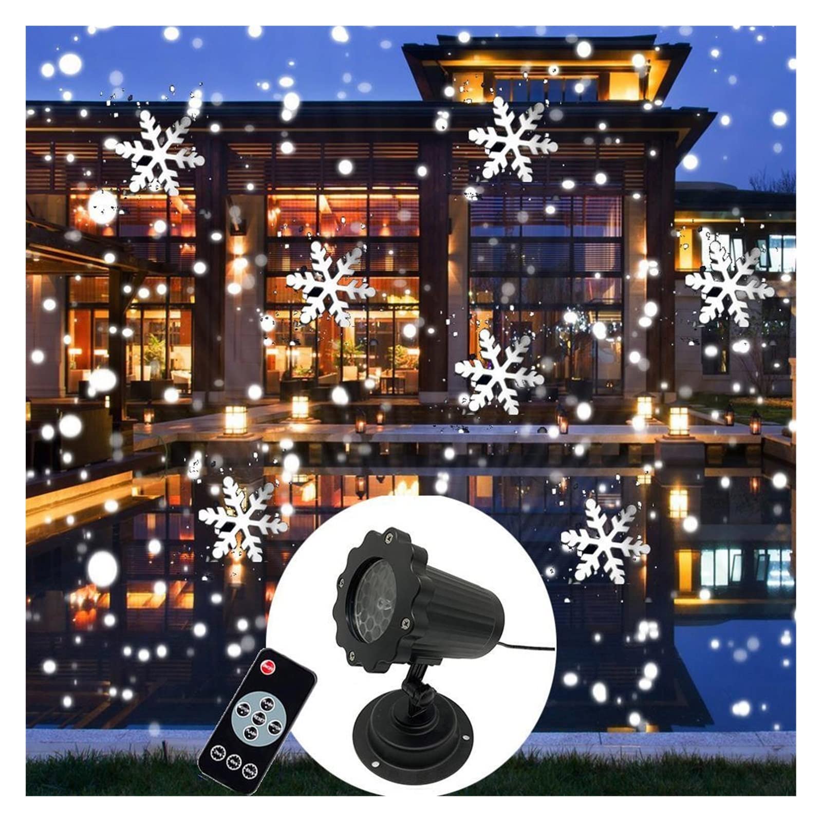 Projektor Weihnachten, Weihnachten Schneeflocke Licht Schneefall Projektor Bewegen Schnee Outdoor Indoor Garten Projektion Lichter Neujahr Party Decora(No Remote)