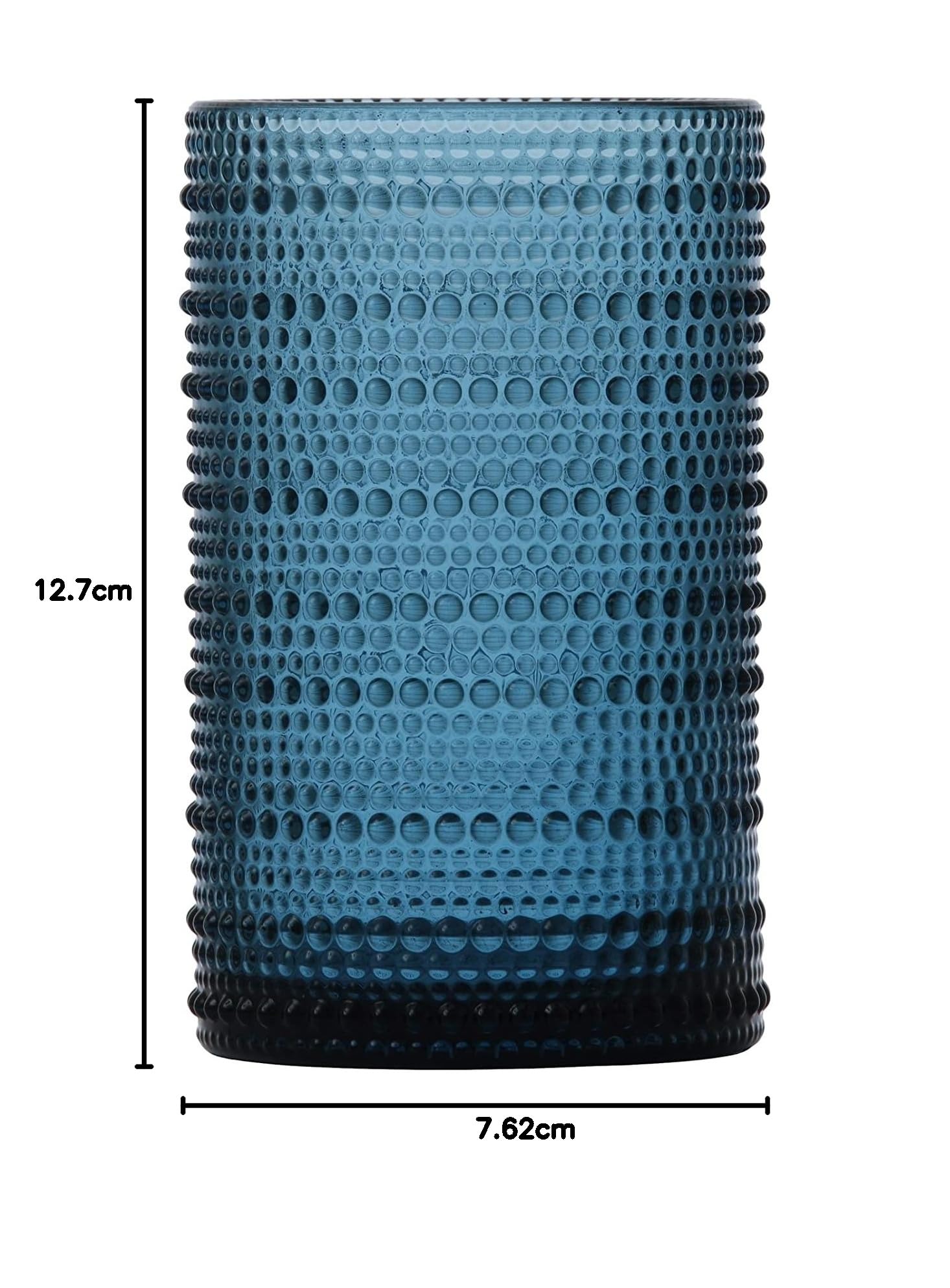 Fortessa Jupiter Perlen-Hobnail-Glas, 370 ml, Eisgetränk, 4 Stück, Kornblumenblau
