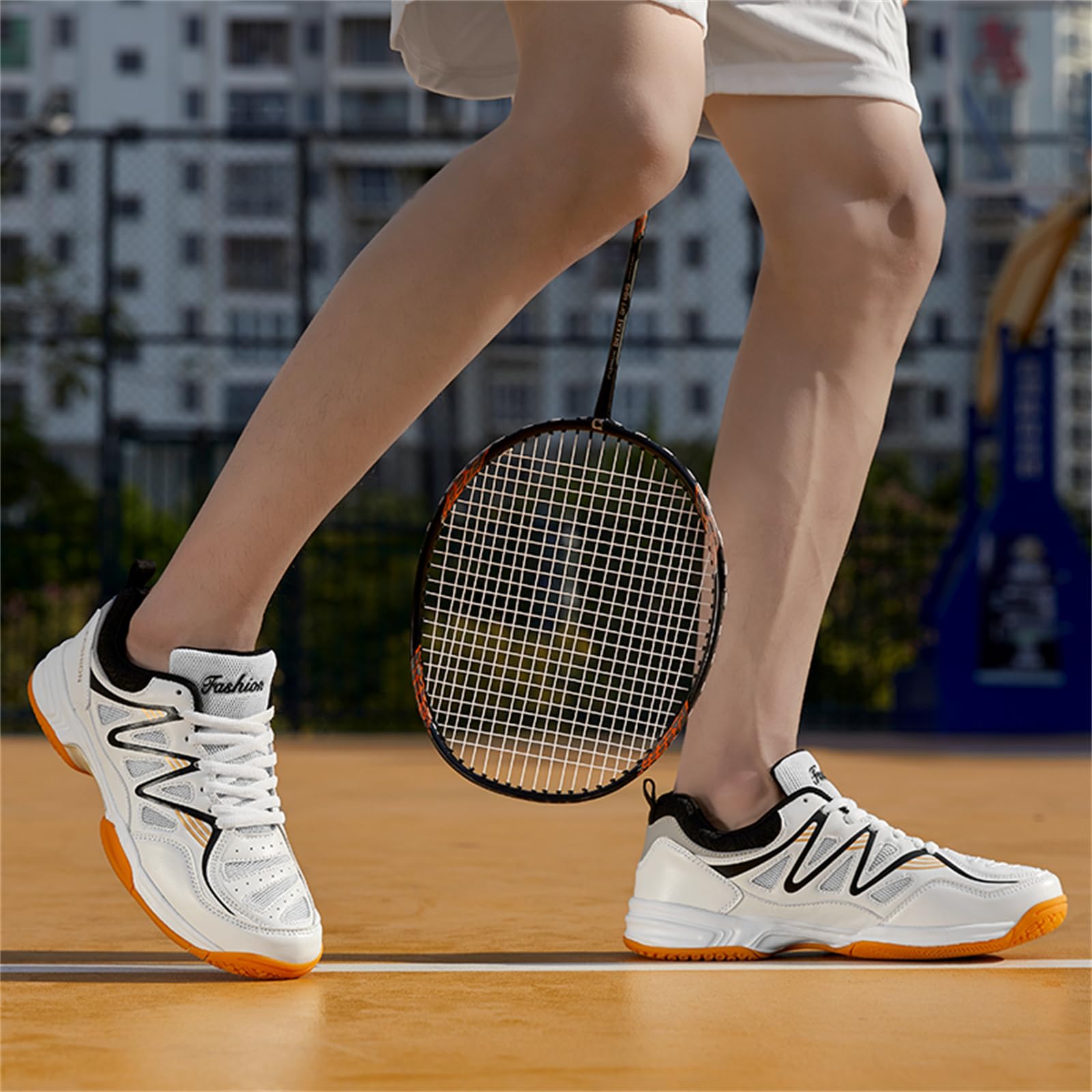 JiuQing Męskie buty do badmintona Wysokie buty do tenisa Pickleball Antypoślizgowe lekkie tenisówki do hal