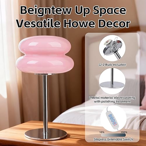 Miniatura 5 de Lámpara de mesa para dormitorio, lámpara moderna de mediados de siglo para mesita de noche, lámparas pequeñas de tarta de huevo retro regulables,