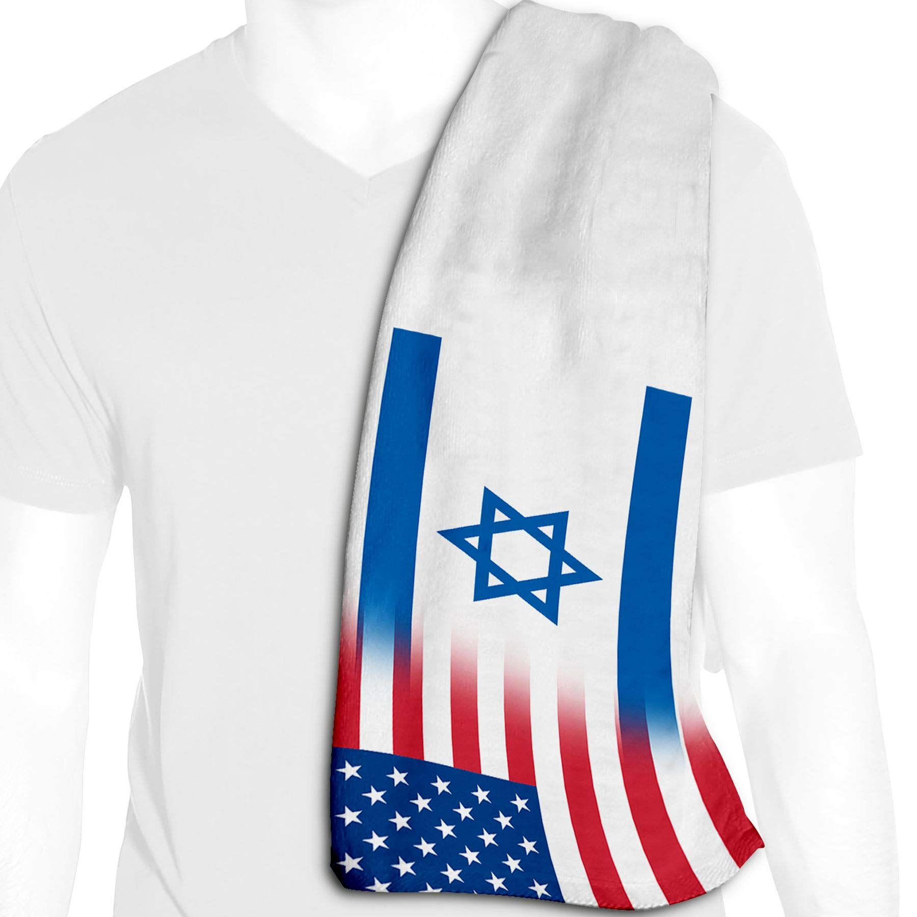 ExpressItBest Microfiber Cooling Towel - 12in x 36in - Flag of Israel (Israeli) - Israel Flag with USA