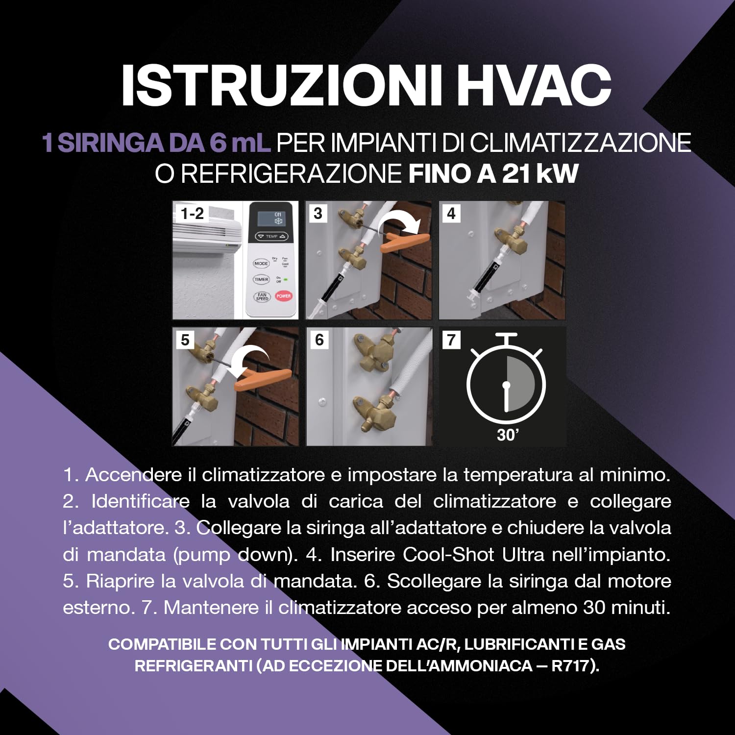 ERRECOM Cool-Shot Ultra Ripristina Efficienza Originale del Climatizzatore, Aria più Fredda, Include Termometro per Verifica Temperatura Prima e Dopo, Siringa 6mL +Adattatore 5/16 SAE (per R410a,R32)