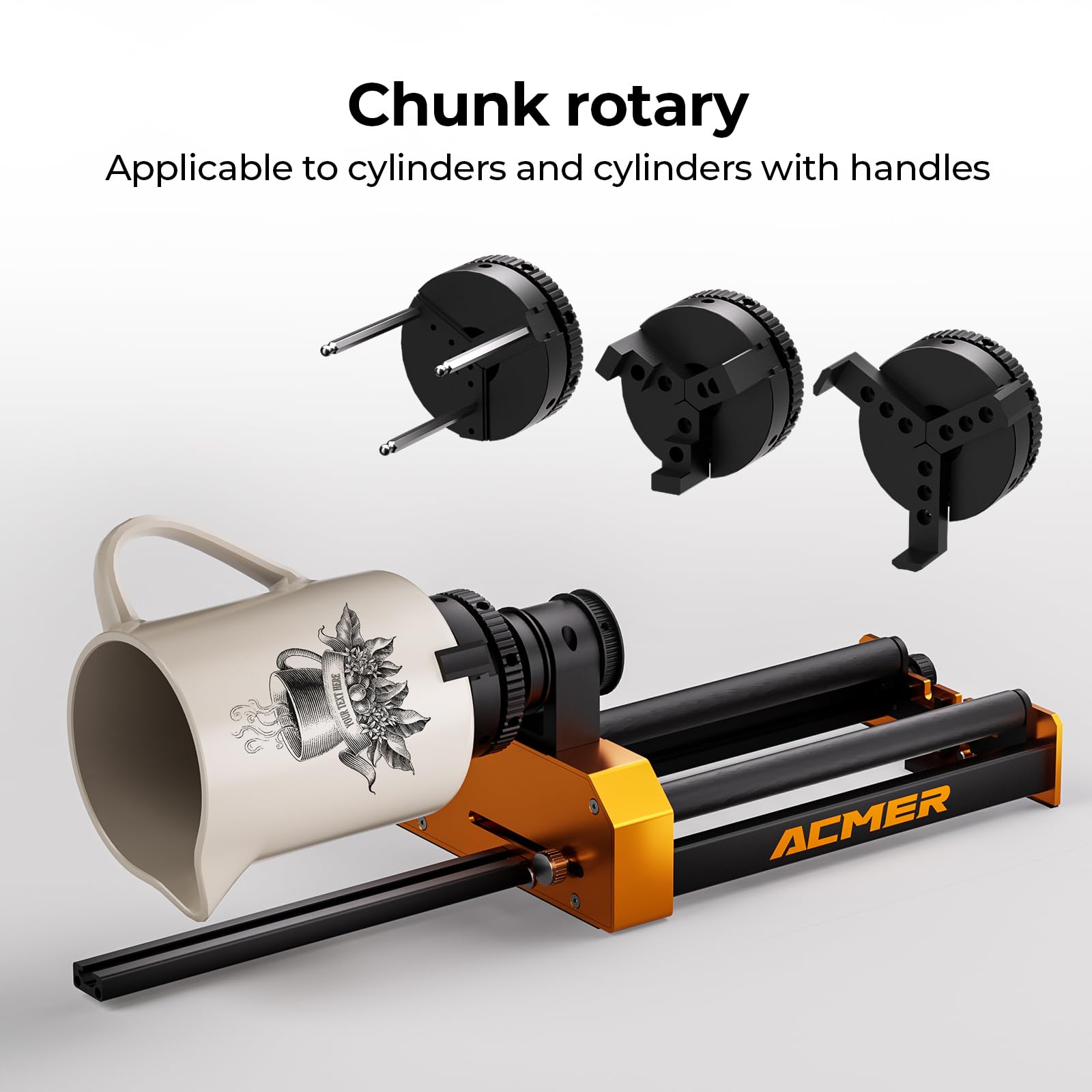 ACMER M4 Rouleau rotatif laser rotatif à axe Y 360° avec espace de gravure de 3 à 150 mm, pour objets cylindriques et bagues, convient pour ACMER et la plupart des graveurs laser