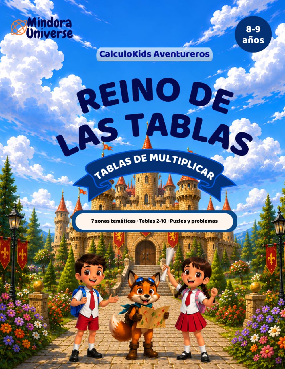 Cuaderno de tablas de multiplicar: Tablas del 2 al 10 · 8-9 años · 3.º de Primaria · CalculoKids Aventureros