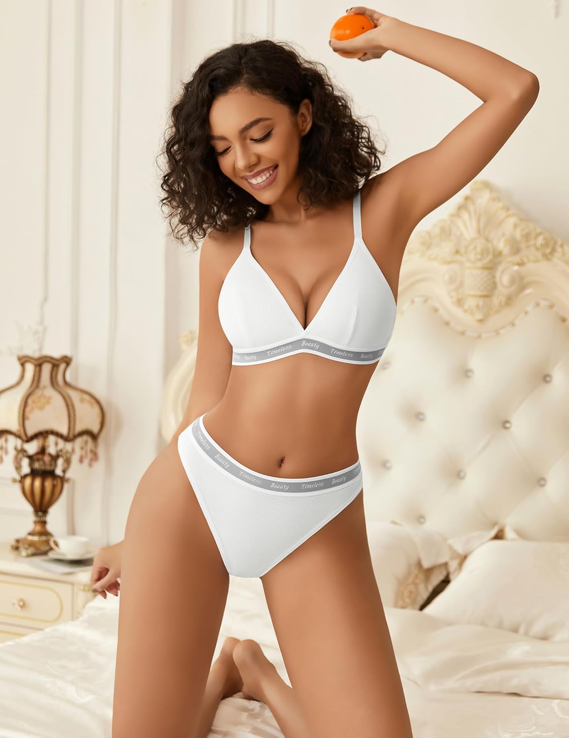 Avidlove Womens Lingerie Contrast Matching Workout Sports Bra and Panty Set 2 Piece Yoga Gym Bralette and Thong - Image 5