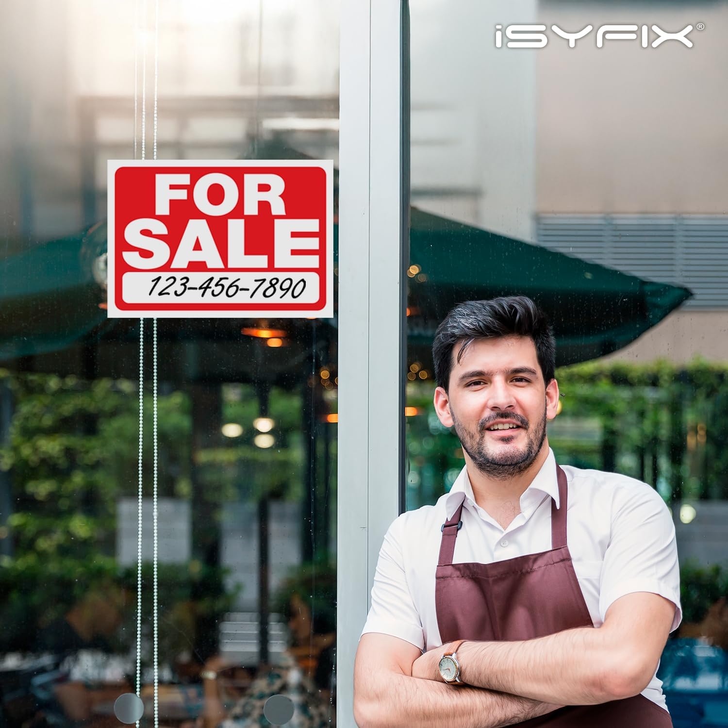 iSYFIX for Sale Signs Stickers – 6 Pack 14x10 Inch – Premium Self-Adhesive Vinyl, Decal, Indoor & Outdoor Advertising Signage for Houses, Vehicles and More