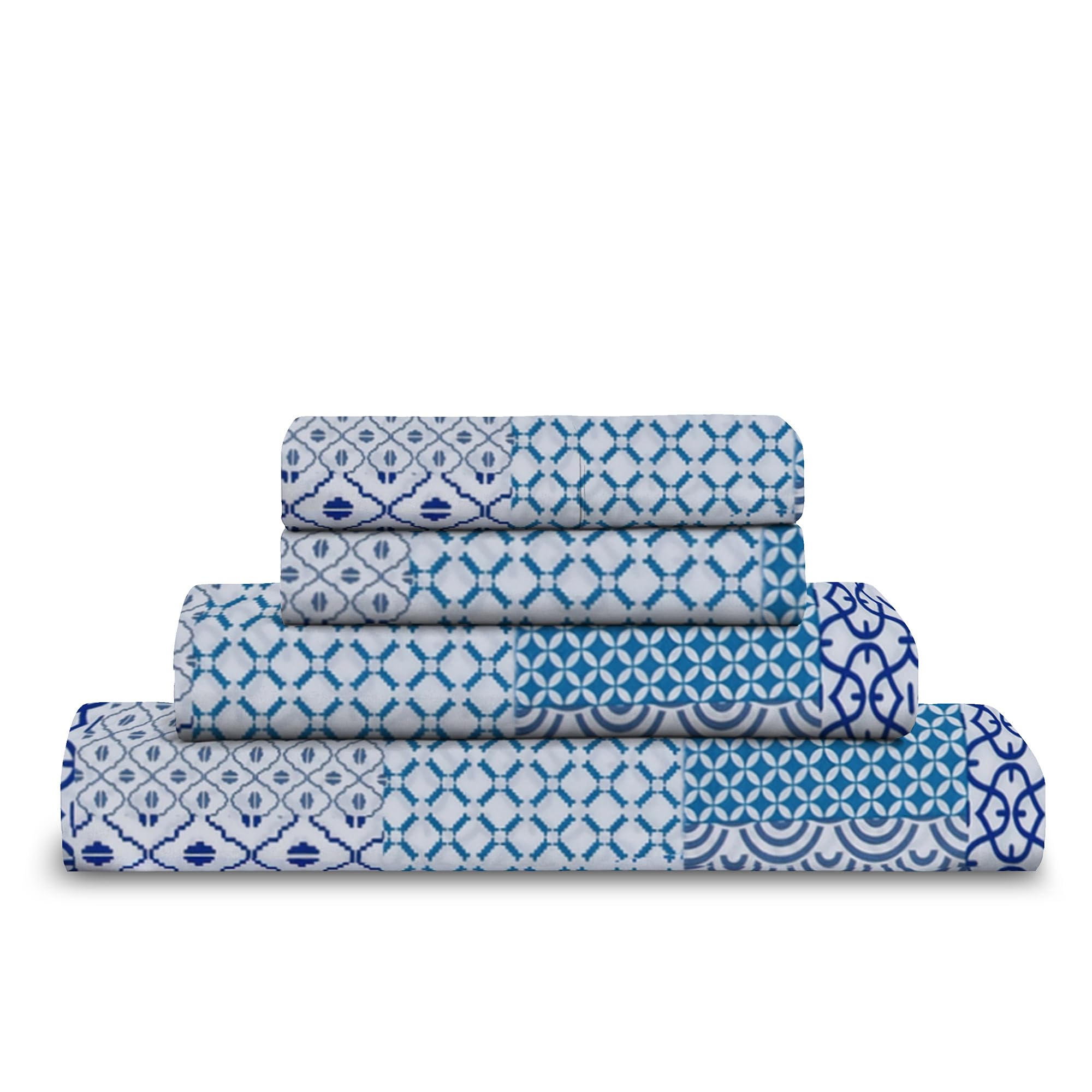 RAYBedding 4PC Floral Printed Bed Sheet Set Double – Soft Luxury Printed Double Bed Sheets with Fitted Sheet, Flat Sheet & 2 Pillowcases – Floral Bedding Set — image 1