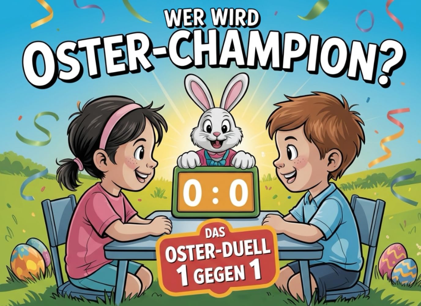 Wer wird Oster-Champion? - Das Oster-Duell für Grundschulkinder: Spiele & Knobelaufgaben im Duell 1 gegen 1 | Fördert Konzentration & logisches Denken | Ideales Ostergeschenk für Kinder (6–10 Jahre)