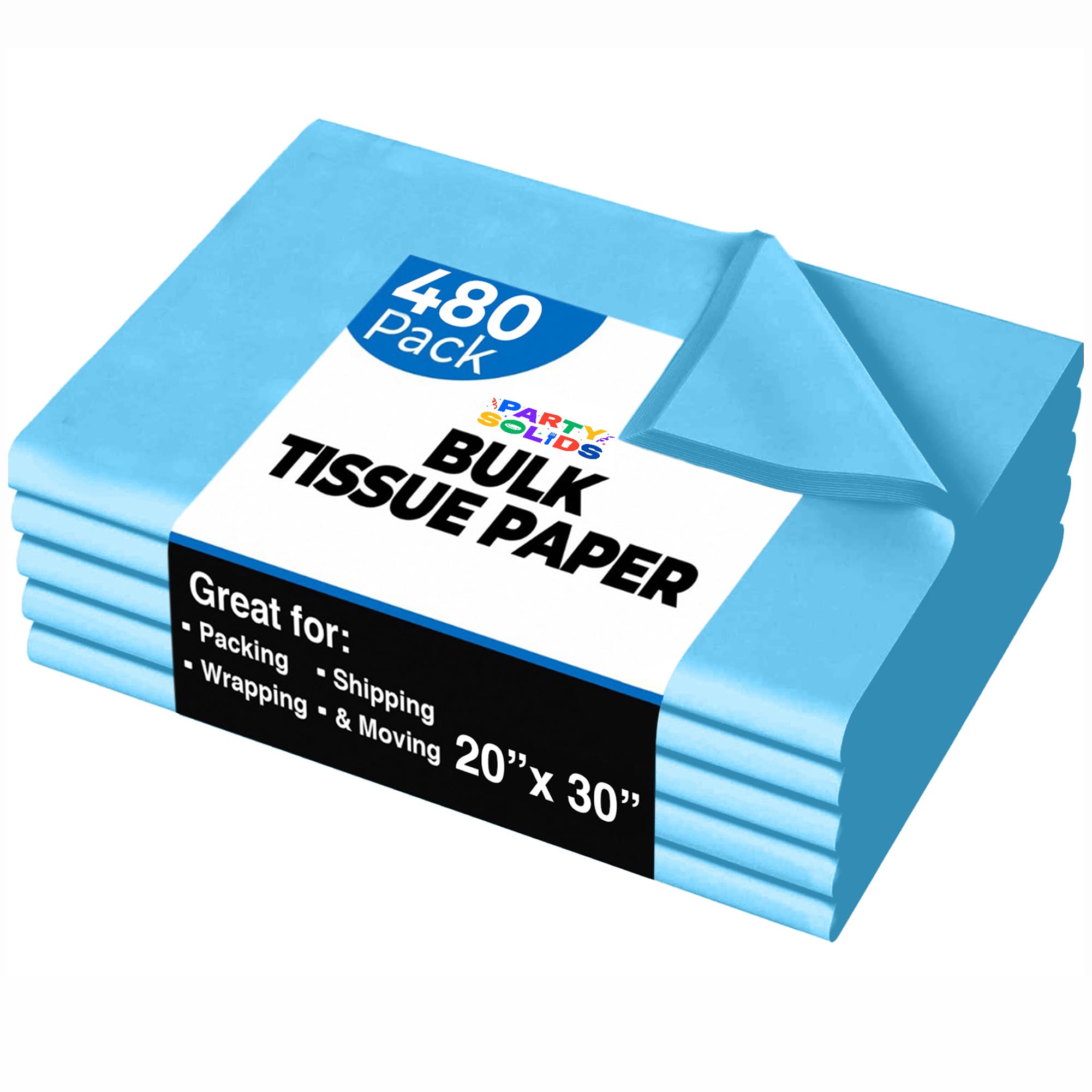 Party Solids Light Blue Tissue Paper for Gift Bags 20" X 30" 480 Sheets