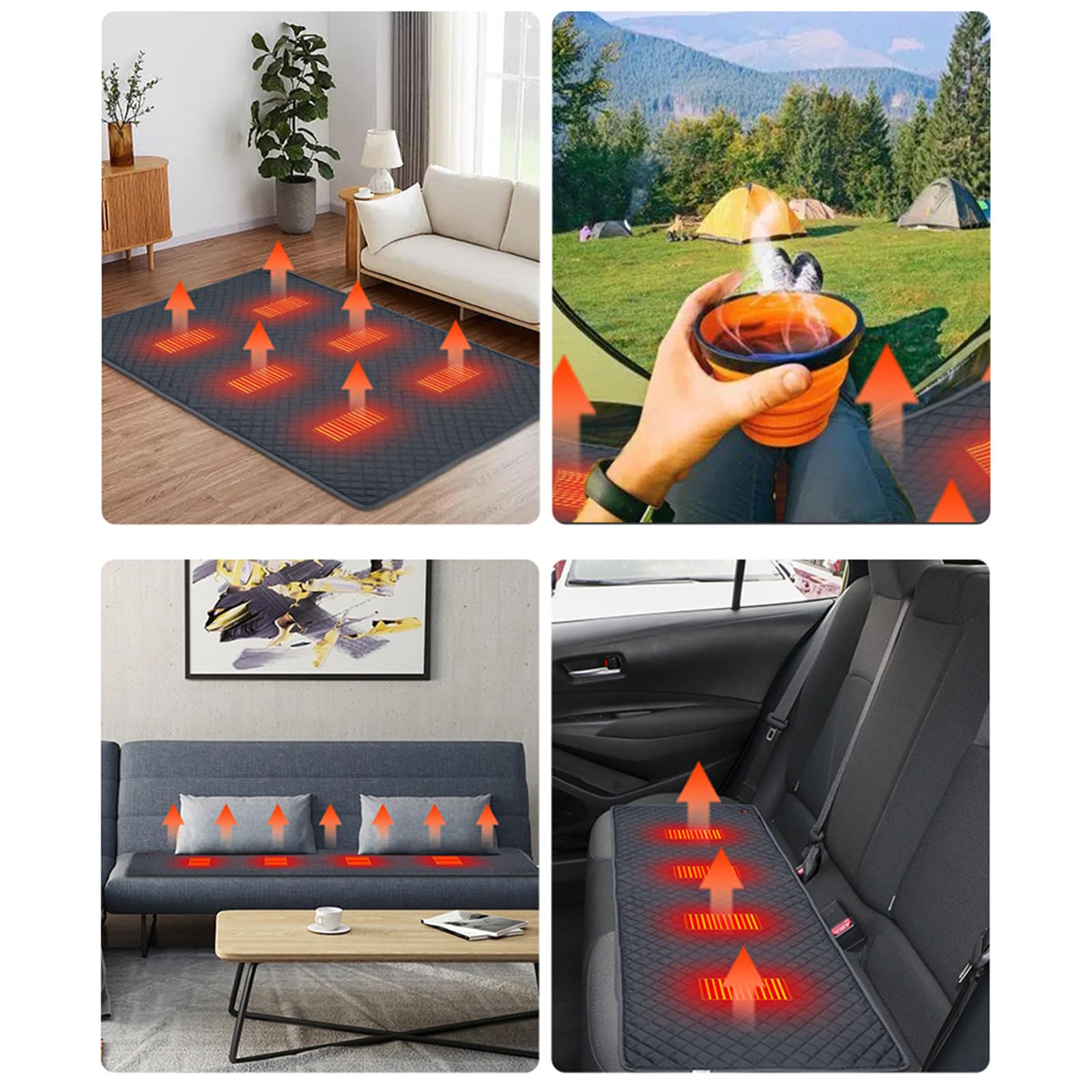 Tapis de couchage chauffant USB pour l'extérieur, sac de couchage chauffant pour la maison, le bureau, la voiture, le camping, la pêche