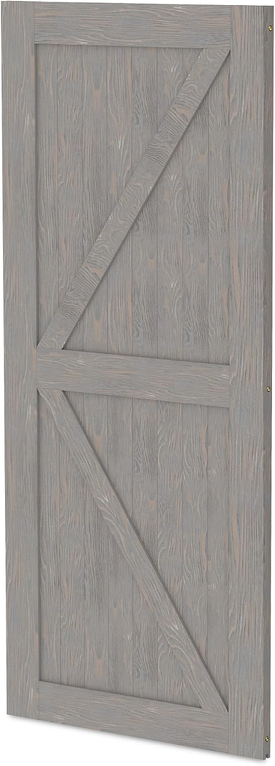 BELLEZE 36 Inch DIY Sliding Interior Barn Door, Modern Rustic Custom Farmhouse Unfinished Pine Wood for Kitchen Pantry Bedroom Living Room Closet - Gray