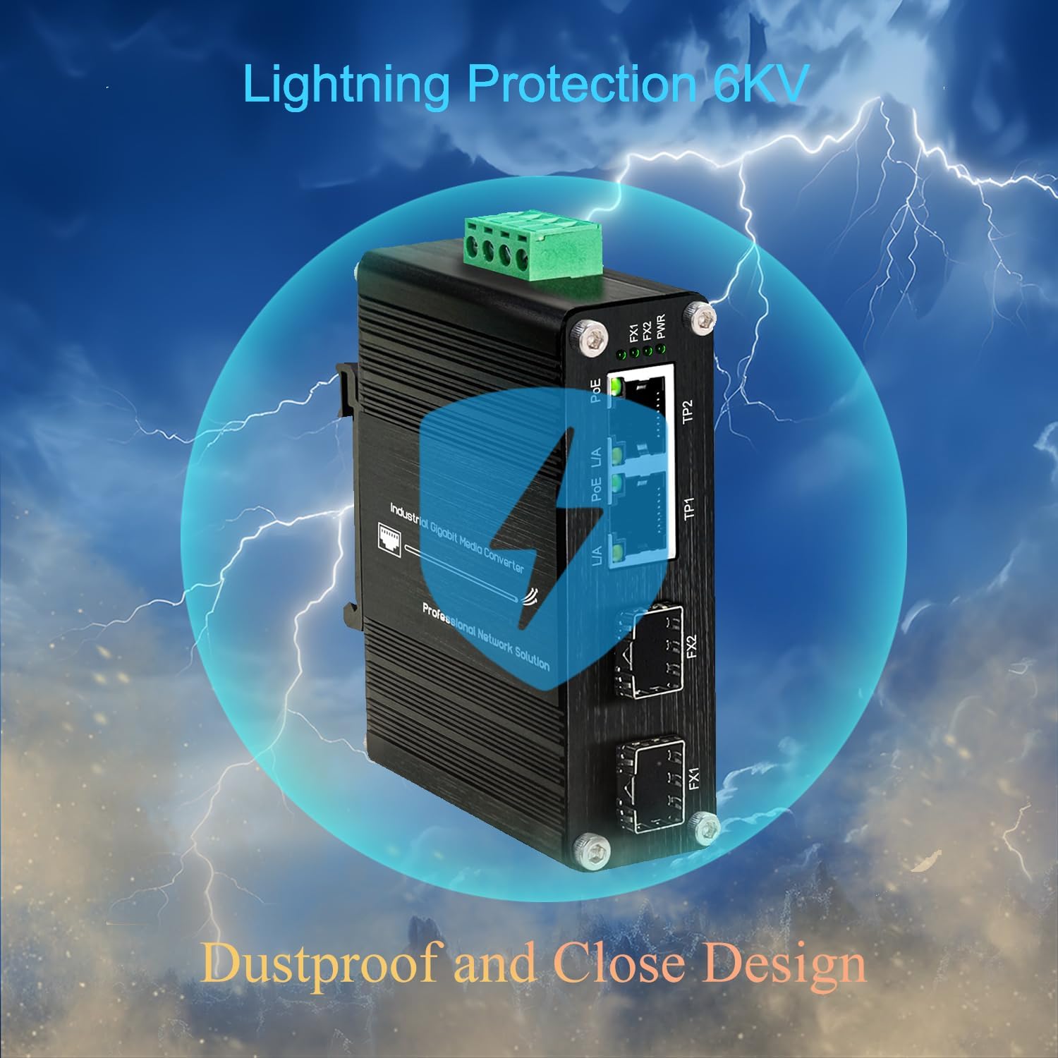 Mini 2-Port PoE Gigabit Ethernet Switch with Dual SFP Ports - Industrial-Grade Unmanaged Switch, 12~48VDC Input, 30W PoE+, Din-Rail or Wall Mount,Fast Connection,Plug and Play,Rugged Metal Case