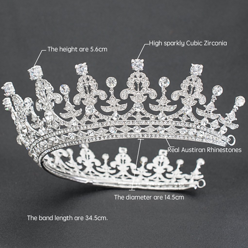 Cristales Clásicos Rhinestone Boda Nupcial 2/3 Tiara Cuervo Diadem Mujeres Accesorios para el Cabello 05365L