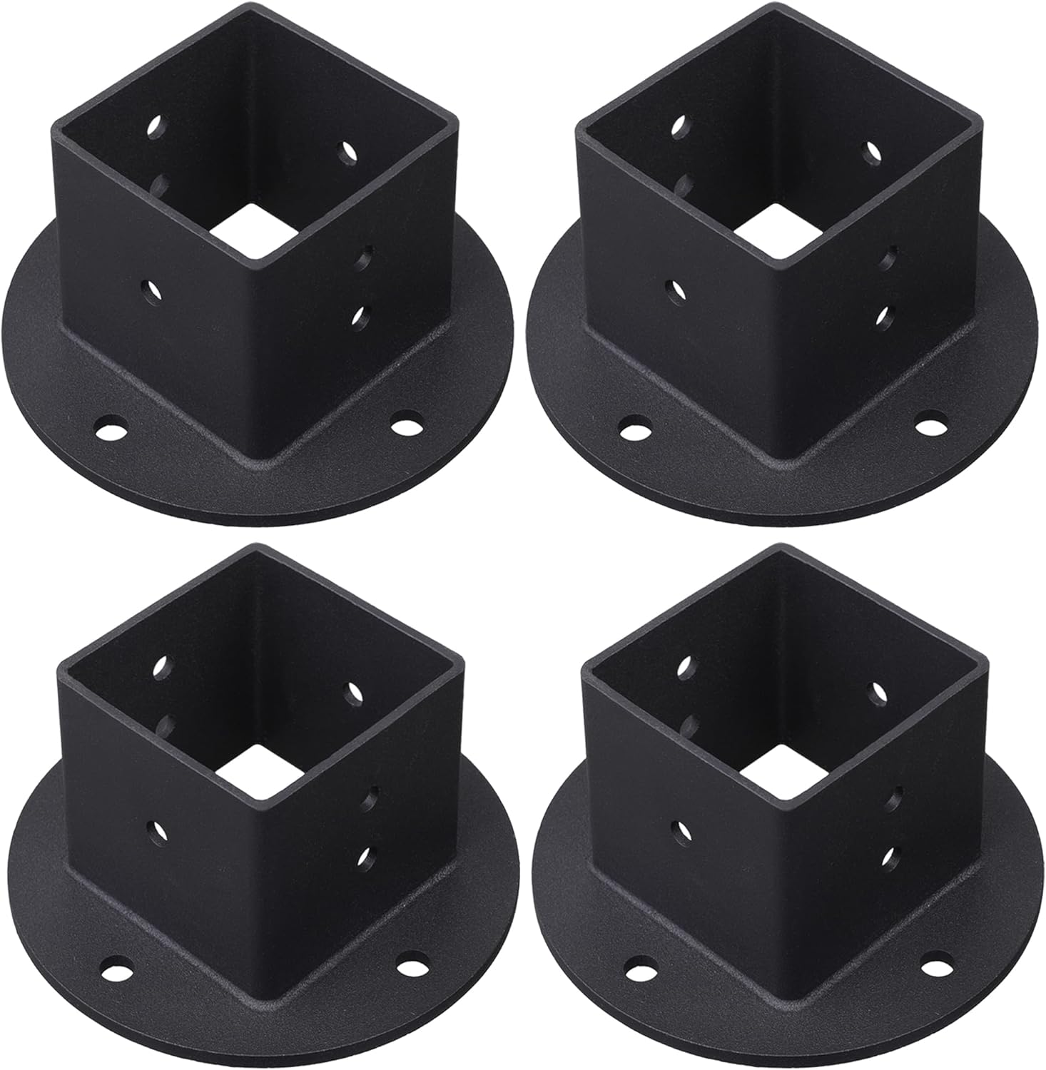 4Pcs Floor Flange 2x2 Post Anchor Base Heavy Duty Solid Square Fence Pole Base Black Wall Mount Brackets kit for Deck Railing Mailbox
