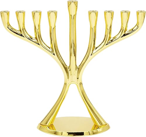 Miniatura 9 de Menorá contemporánea de Hanukkah, pulida, no se deslustra, sostiene la mayoría de las velas de Hanukkah (cobre)