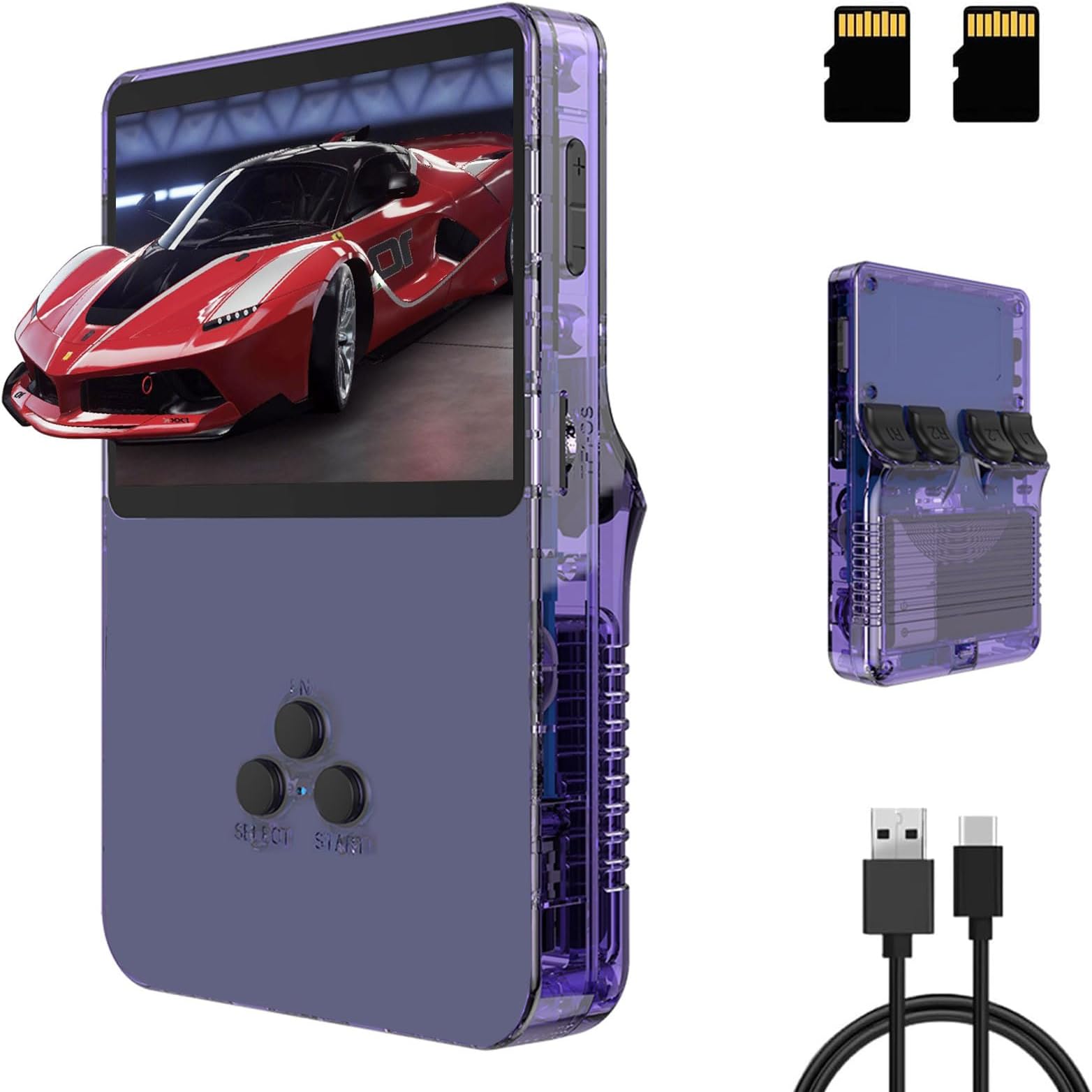 R36S Handheld Game Console, 3.5 inch Retro Handheld Games Consoles IPS Screen Open Source Linux System Built-in 25000+ Classic Games Retro Video Game Console, 128G TF Card（Purple）