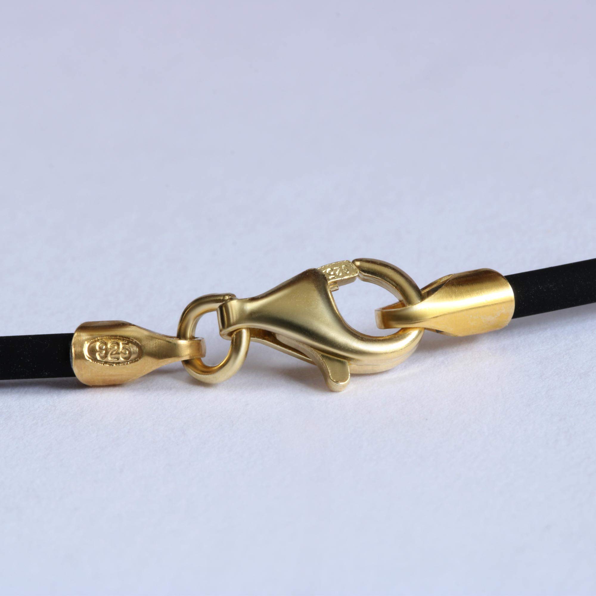 CLEVER SCHMUCK Lebensbaum Kette Gold für Damen Baum des Lebens Ø 20 mm + Zirkonias mit Kautschukband 45 cm glänzend Silber 925 vergoldet im Luxus Etui