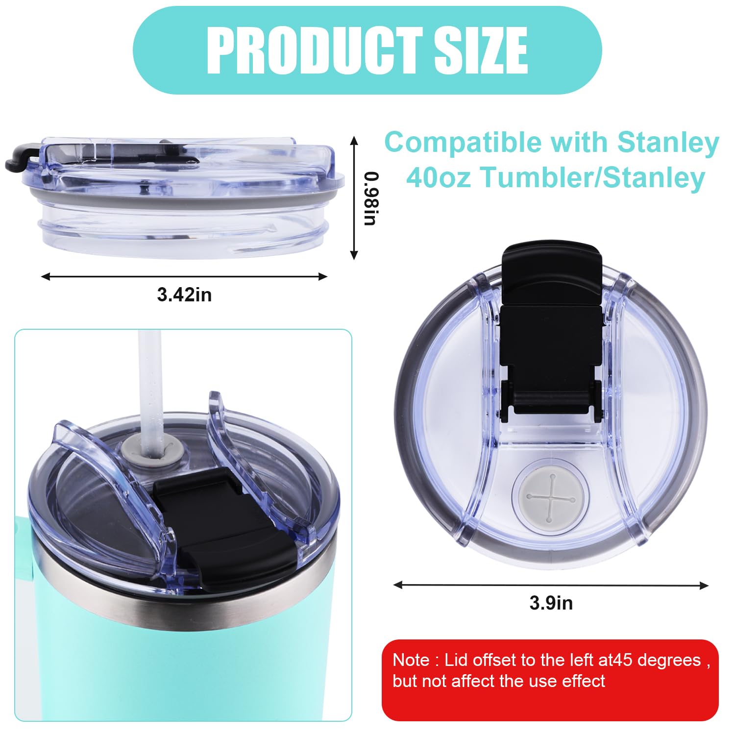 Hixava 2 Stück Auslaufsichere Stanley Cup Deckel | Für 40oz Becher Mit Strohhalmen & Brechstange