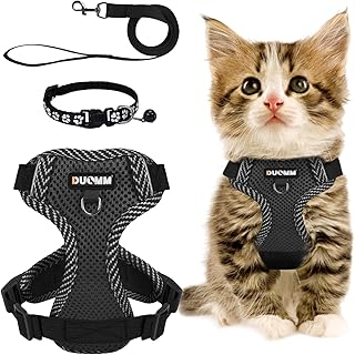Katzengeschirr Mit Leine Set, Verstellbar Ausbruchsicher Mit Reflektierendem Geschirr, Atmungsaktiv Und Halsband Set für Hunde Und Katzen Auf Spaziergängen (XL) product image
