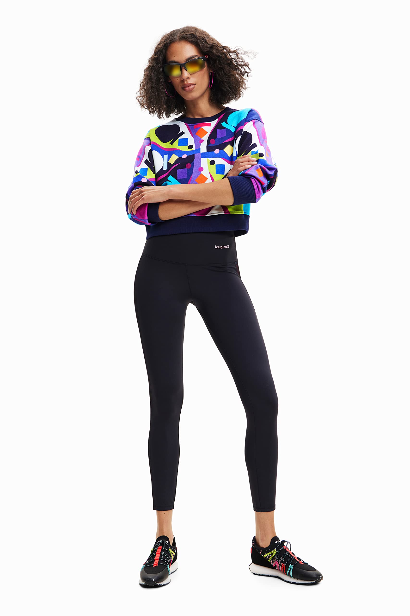 Desigual Tulip Floral Side Black Sport Leggings 23SWKK03
