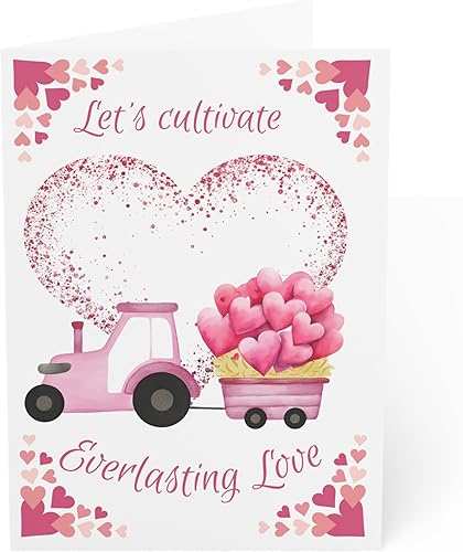 J&J'S TOYSCAPE Tarjetas de San Valentín de tractor, linda tarjeta de San Valentín, tarjeta de amigo galentino, para mi amor, saludo de aniversario,