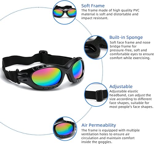 Miniatura 4 de 3 piezas de gafas de motocicleta, gafas de conducción, gafas de esquí para motocross, anti-UV, a prueba de polvo, resistente al viento, gafas ATV