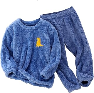 Baby Outfits Boys Girls Winter Long Sleeve Cartoon Prints Fleece Pajamas Tops Pants 2PCS Outfits Clothes Set Boys Outfits Size 6 (D, 4-5 Years)