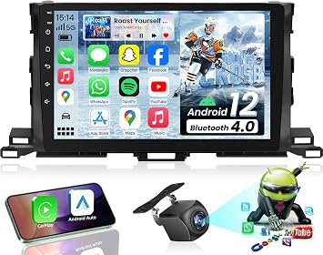 4Core+64G ROM Car Radio for Toyota Highlander 2014-2019 10.2 HD Touch Screen Android Car Stereo, Wireless CarPlay & Android Auto, GPS Navigation, 1080P Backup Camera, SWC, Bluetooth, FM, DSP, WiFi