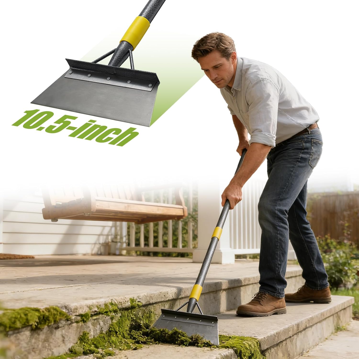 Garden Flat Shovel Scraper: 60" Metal Snow Ice Scraper, Adjustable Handle, Multifunctional Floor Scraper for Weed Cleaning Edging Trenching & Removing Snow Ice Dirty Moss