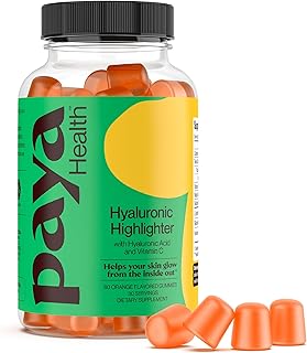 Hydrating Hyaluronic Highlighter Skincare Gummies | Supports Brighter, Dewy, Plump Skin | Vegan Hyaluronic Acid & Vitamin C Supplement | Non-GMO, Gelatin-Free, Orange Flavor, 30-Day Supply