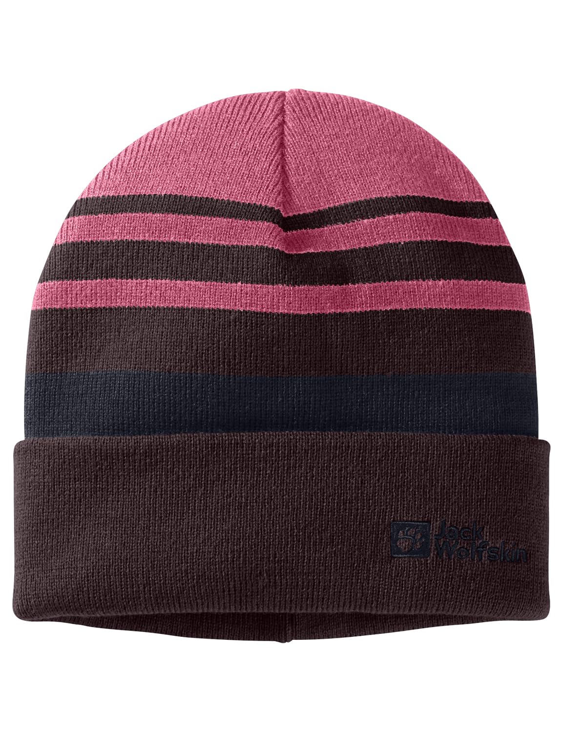 Jack Wolfskin - Stripy Knit Beanie K, beret dziecięcy Unisex, Pink Lemonade,