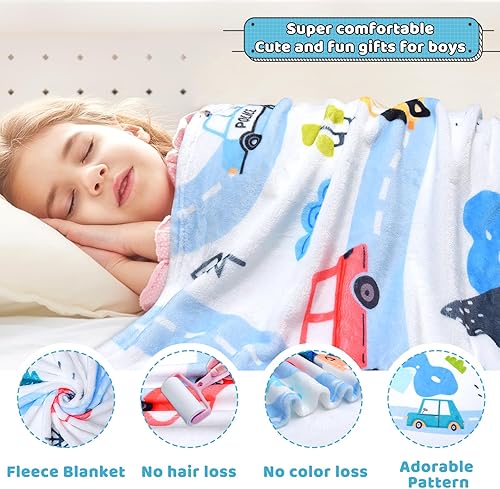 Miniatura 5 de BOOPBEEP Cobijas de coches para guardería, manta de forro polar suave y cálida para niños, manta de siesta de felpa pequeña para niños y niñas,
