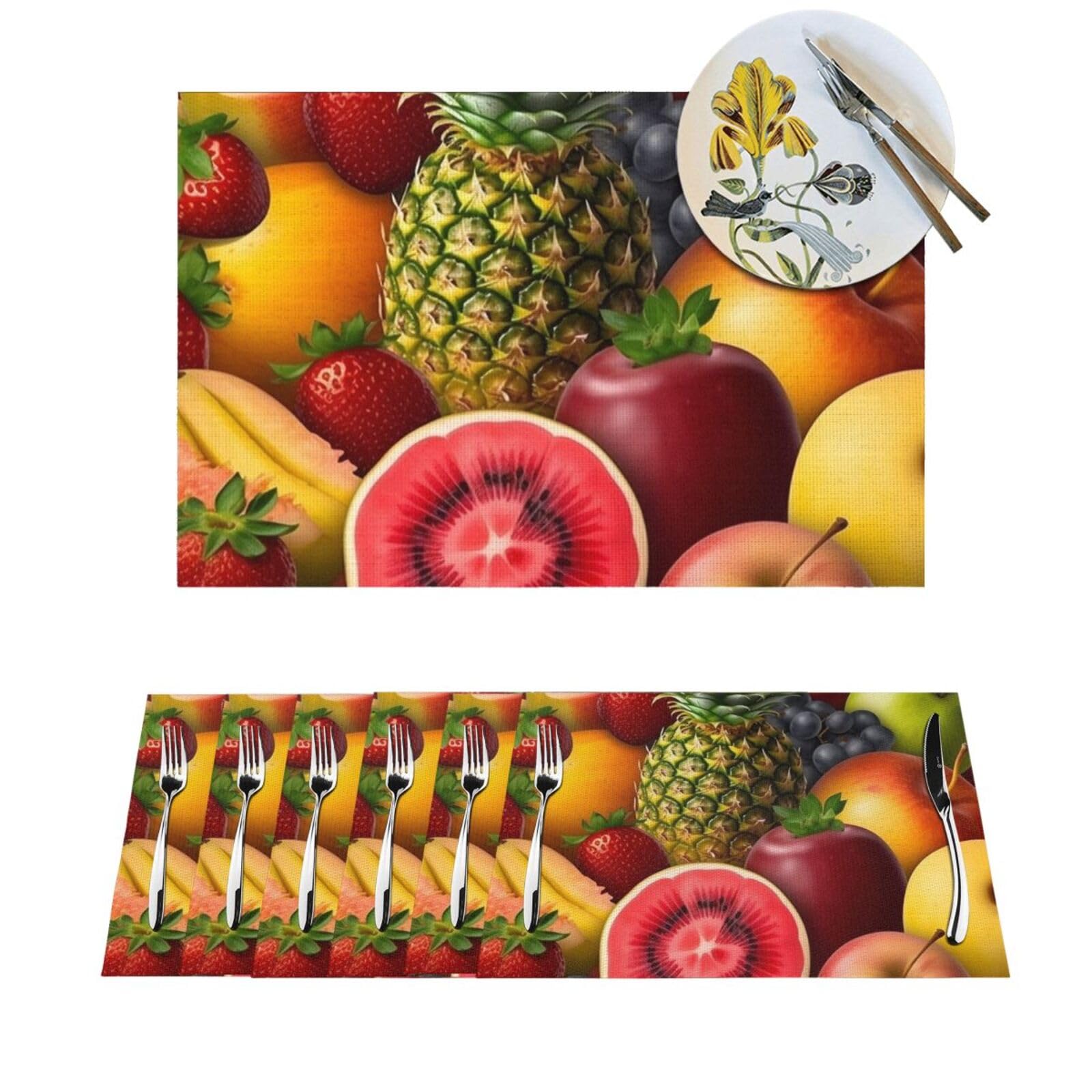 Set de table extérieur et intérieur lot de 4 pour repas d'été colorés